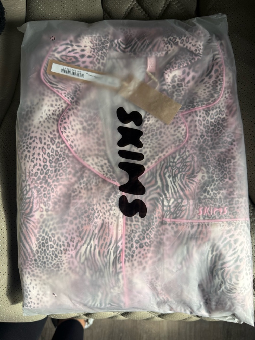 SKIMS Pink Animal Print Pajama Set